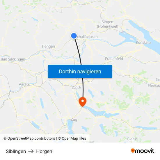 Siblingen to Horgen map