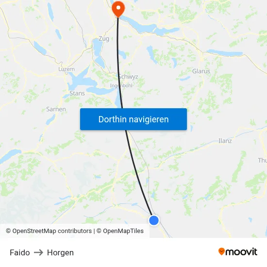 Faido to Horgen map