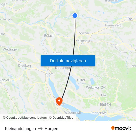 Kleinandelfingen to Horgen map