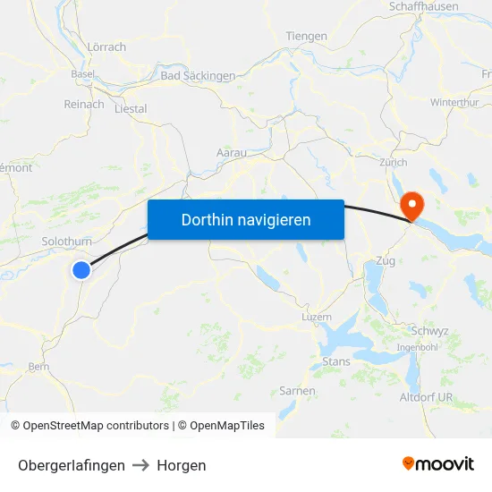 Obergerlafingen to Horgen map