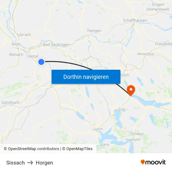 Sissach to Horgen map