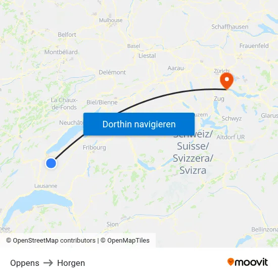 Oppens to Horgen map