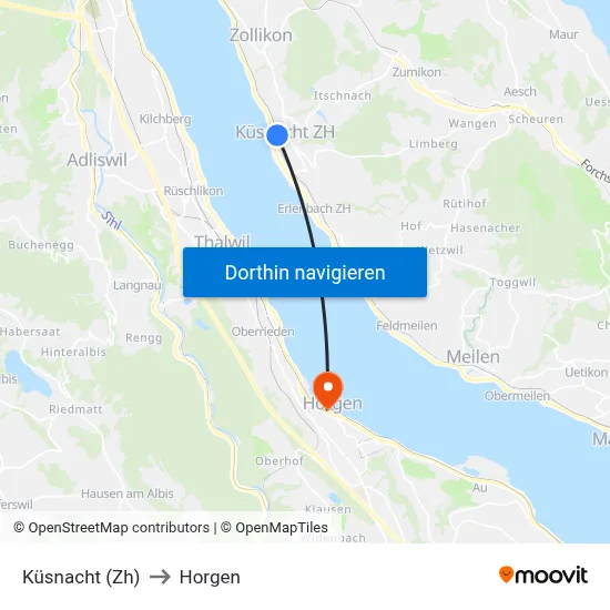 Küsnacht (Zh) to Horgen map