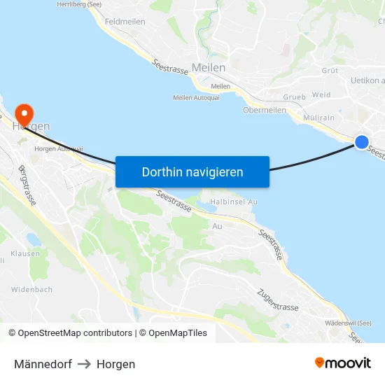Männedorf to Horgen map