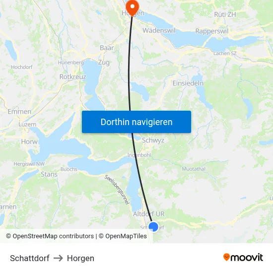 Schattdorf to Horgen map