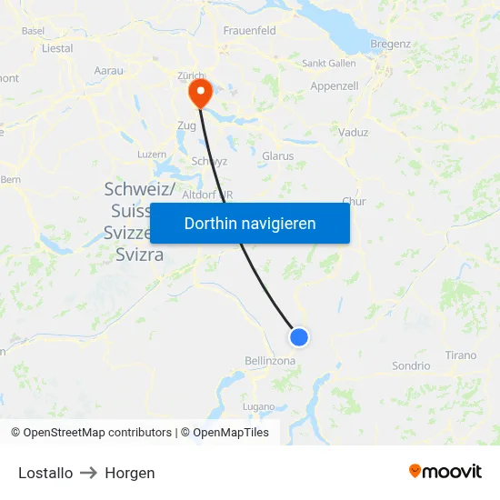 Lostallo to Horgen map