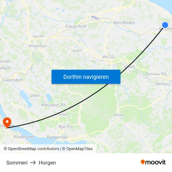 Sommeri to Horgen map