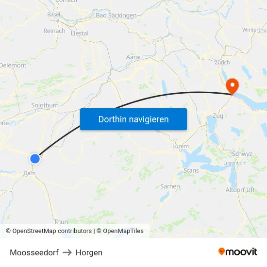Moosseedorf to Horgen map