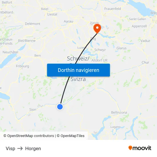 Visp to Horgen map