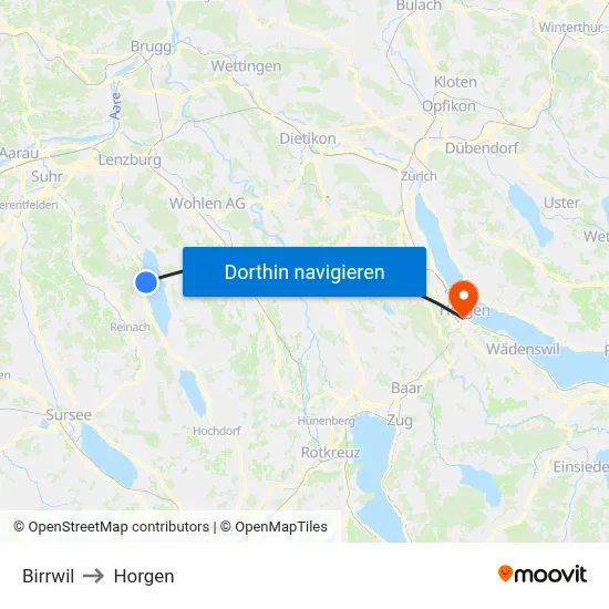 Birrwil to Horgen map