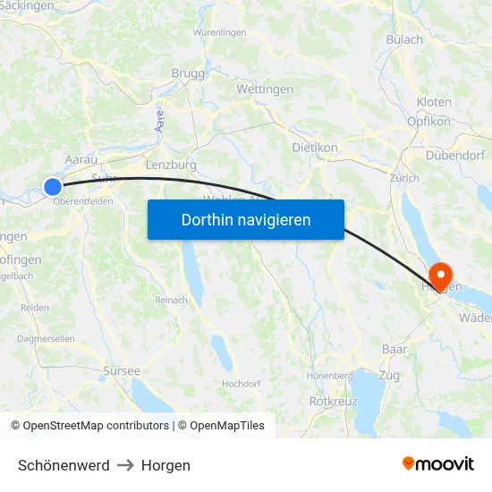 Schönenwerd to Horgen map
