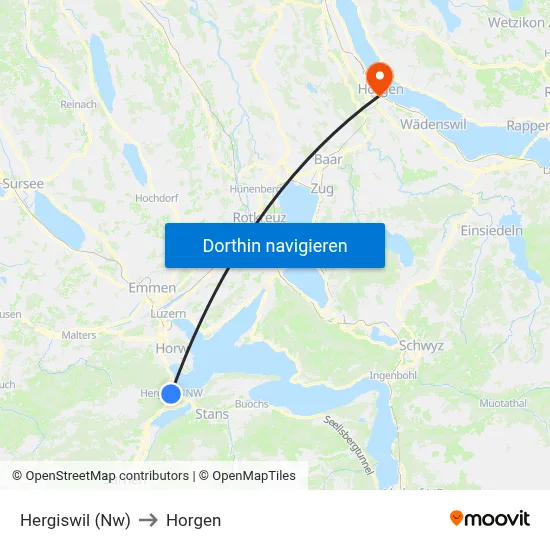 Hergiswil (Nw) to Horgen map