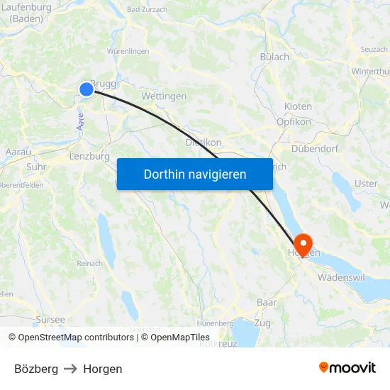 Bözberg to Horgen map