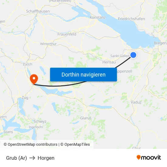 Grub (Ar) to Horgen map