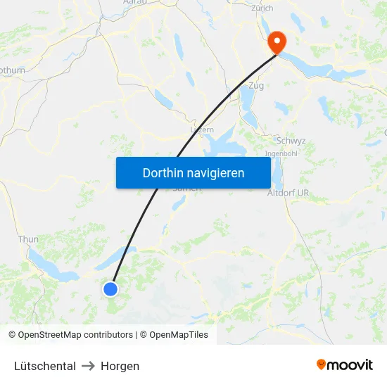 Lütschental to Horgen map
