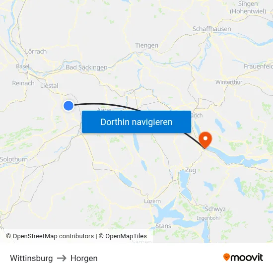 Wittinsburg to Horgen map