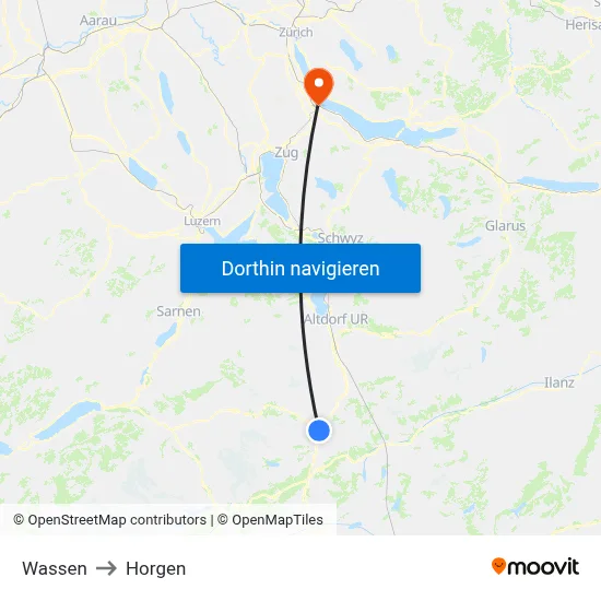 Wassen to Horgen map