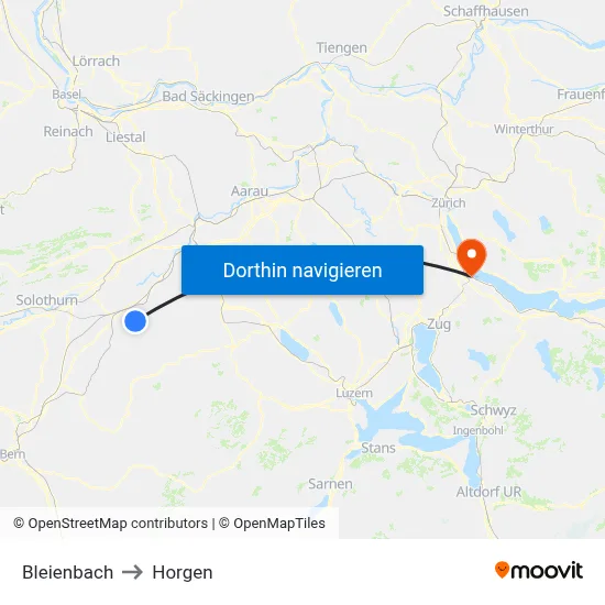 Bleienbach to Horgen map