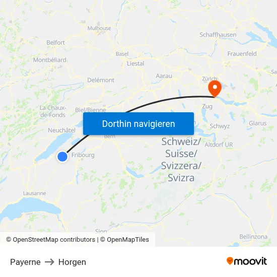 Payerne to Horgen map