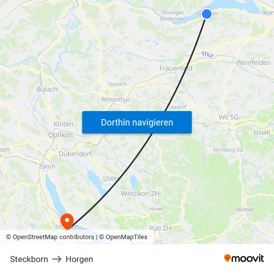 Steckborn to Horgen map