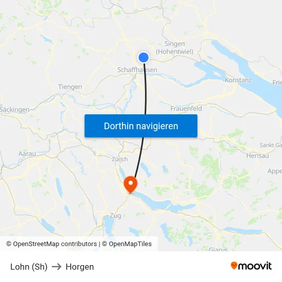 Lohn (Sh) to Horgen map