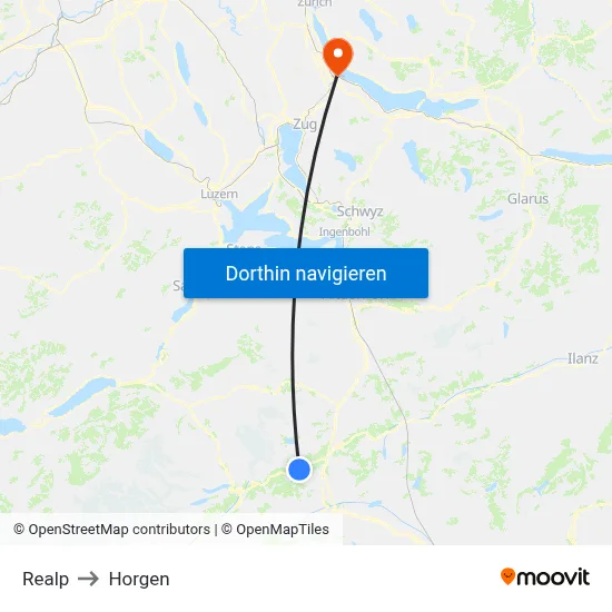Realp to Horgen map