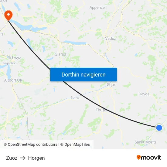 Zuoz to Horgen map