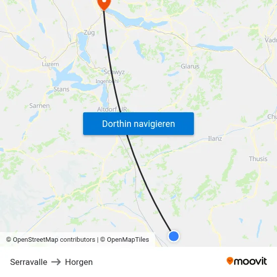Serravalle to Horgen map