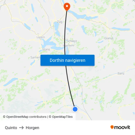 Quinto to Horgen map