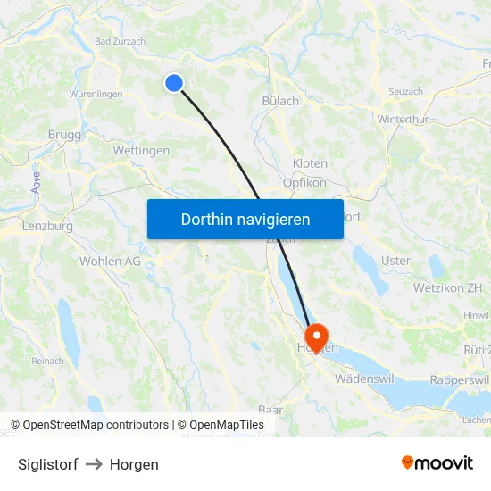 Siglistorf to Horgen map