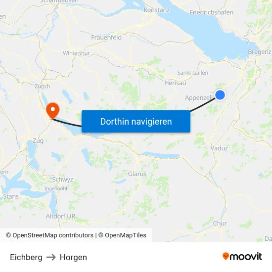 Eichberg to Horgen map