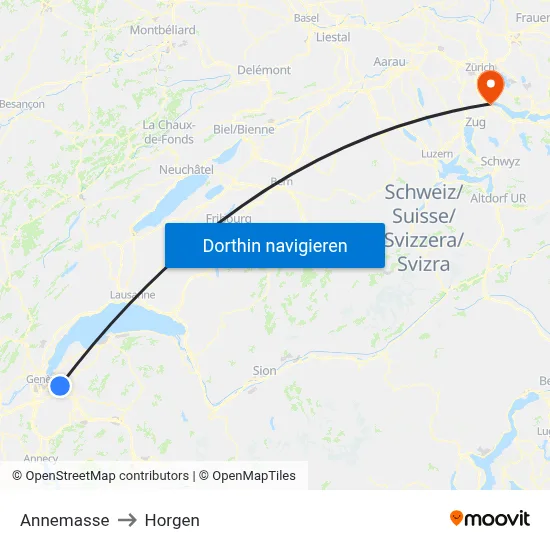Annemasse to Horgen map