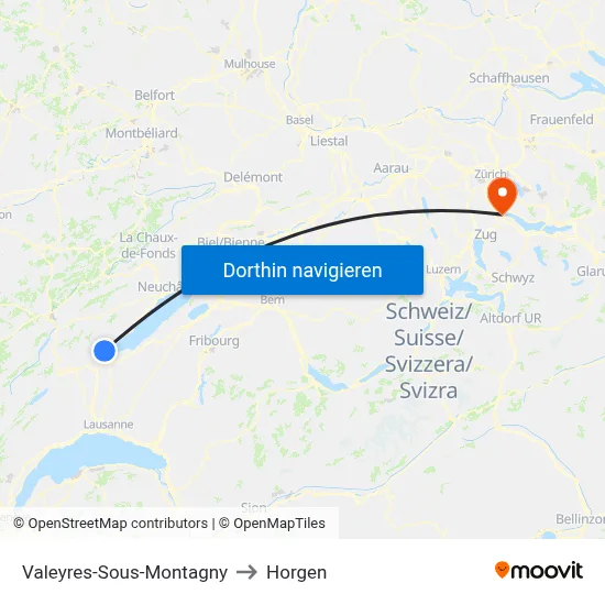Valeyres-Sous-Montagny to Horgen map