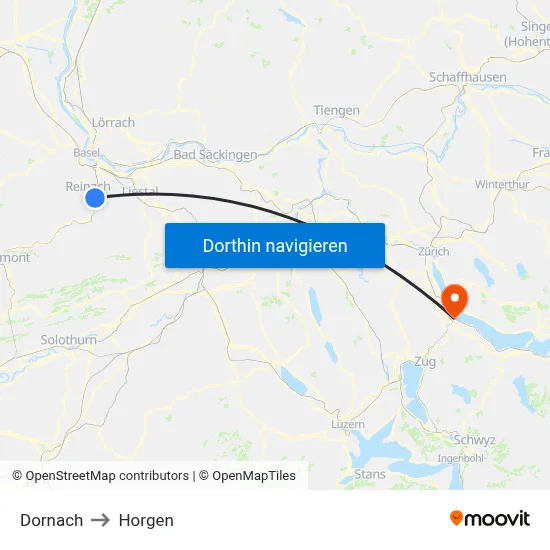 Dornach to Horgen map
