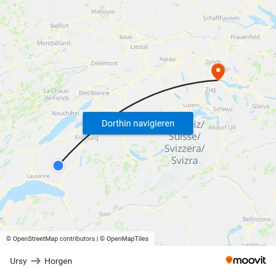 Ursy to Horgen map
