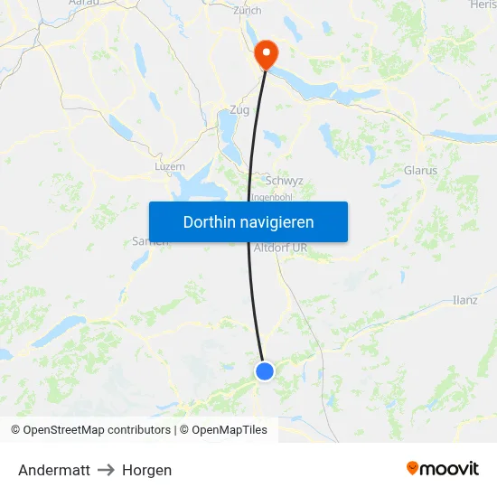 Andermatt to Horgen map
