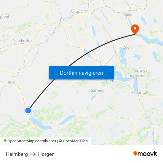 Heimberg to Horgen map