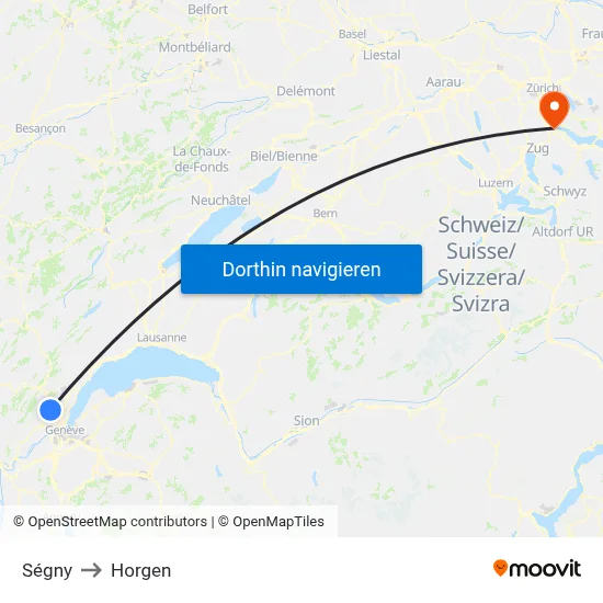 Ségny to Horgen map