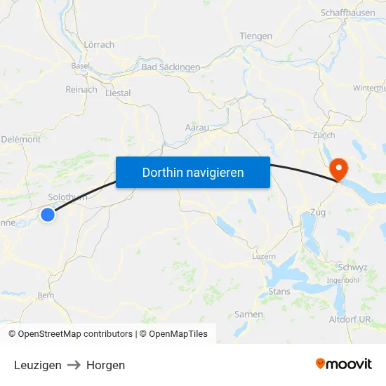 Leuzigen to Horgen map