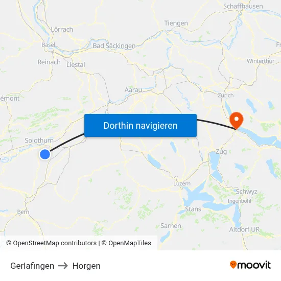 Gerlafingen to Horgen map