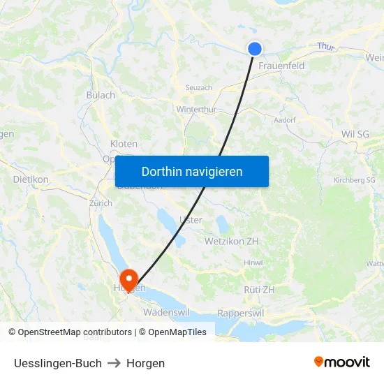 Uesslingen-Buch to Horgen map