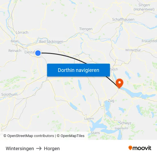 Wintersingen to Horgen map