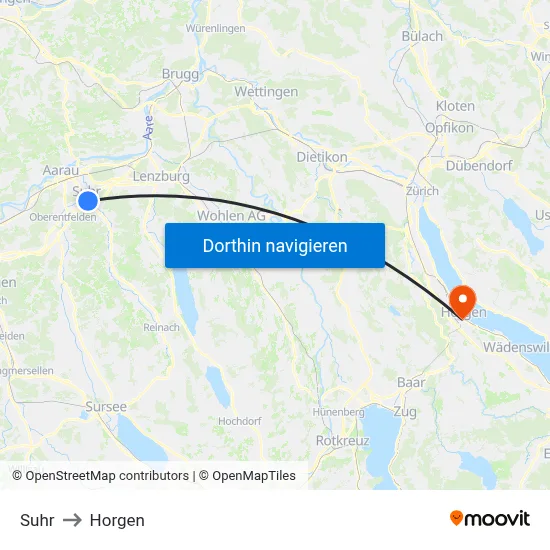 Suhr to Horgen map