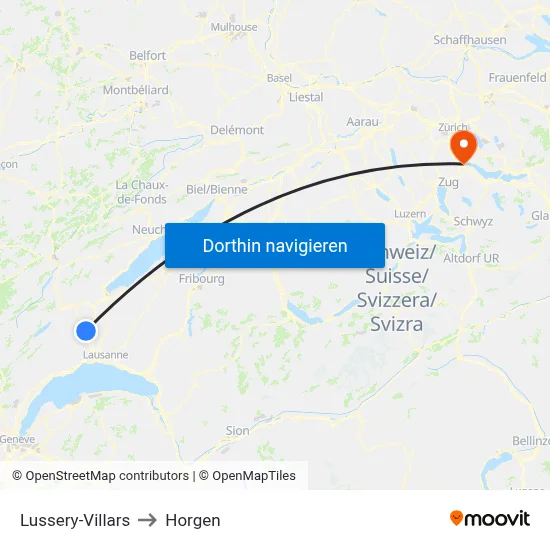 Lussery-Villars to Horgen map