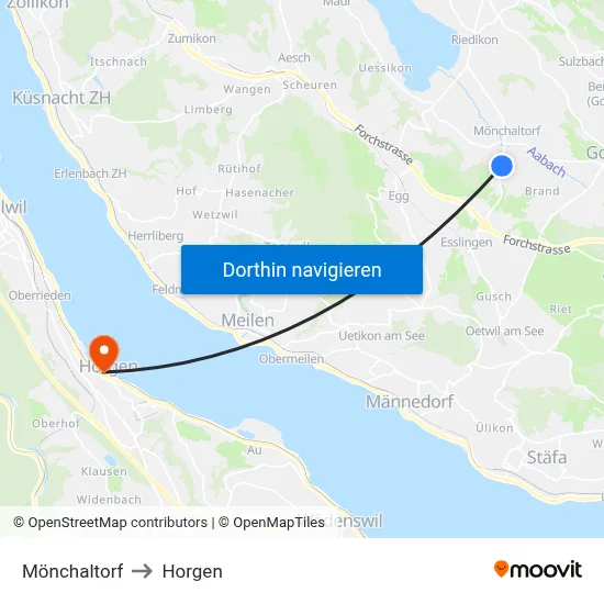 Mönchaltorf to Horgen map