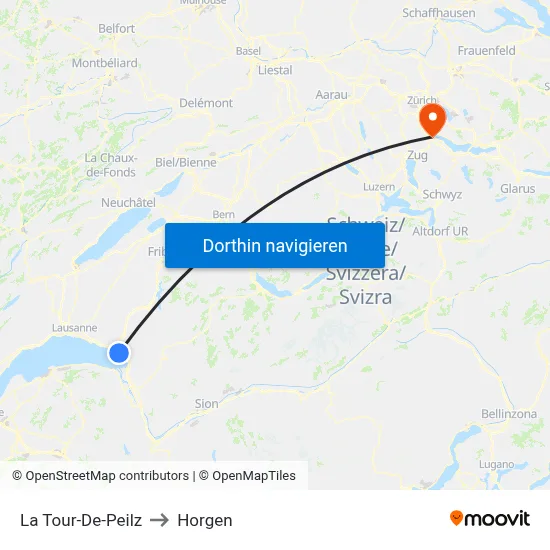 La Tour-De-Peilz to Horgen map