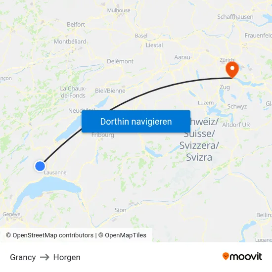 Grancy to Horgen map