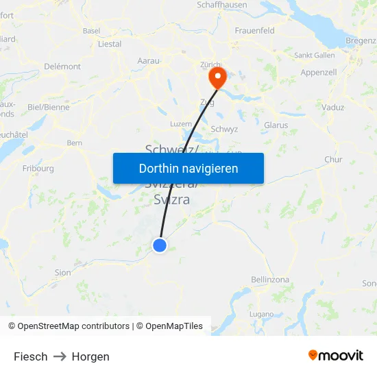 Fiesch to Horgen map