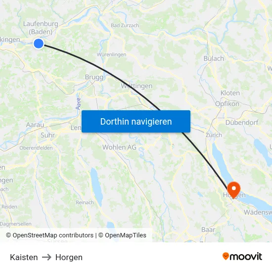 Kaisten to Horgen map