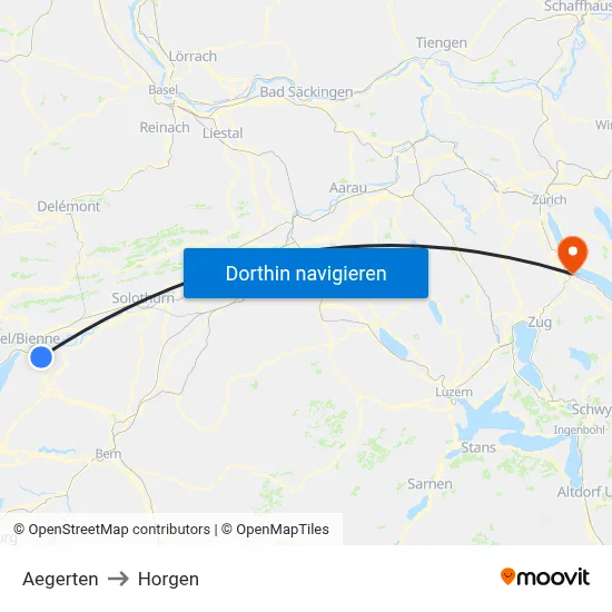 Aegerten to Horgen map